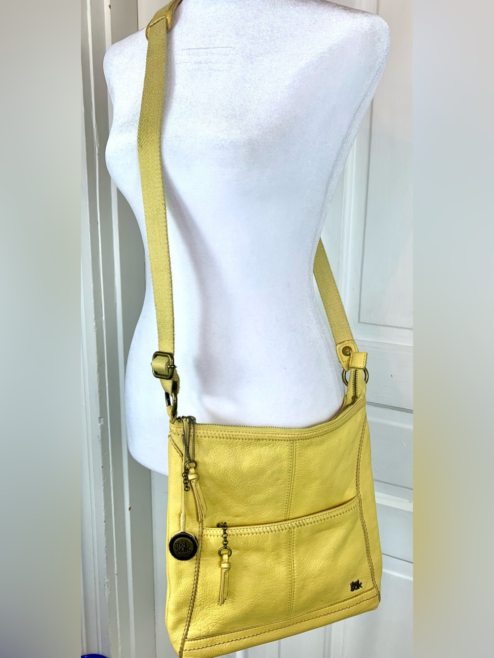 The Sak Lucia Butter Yellow Pebbled Leather Crossbody Bag/Purse